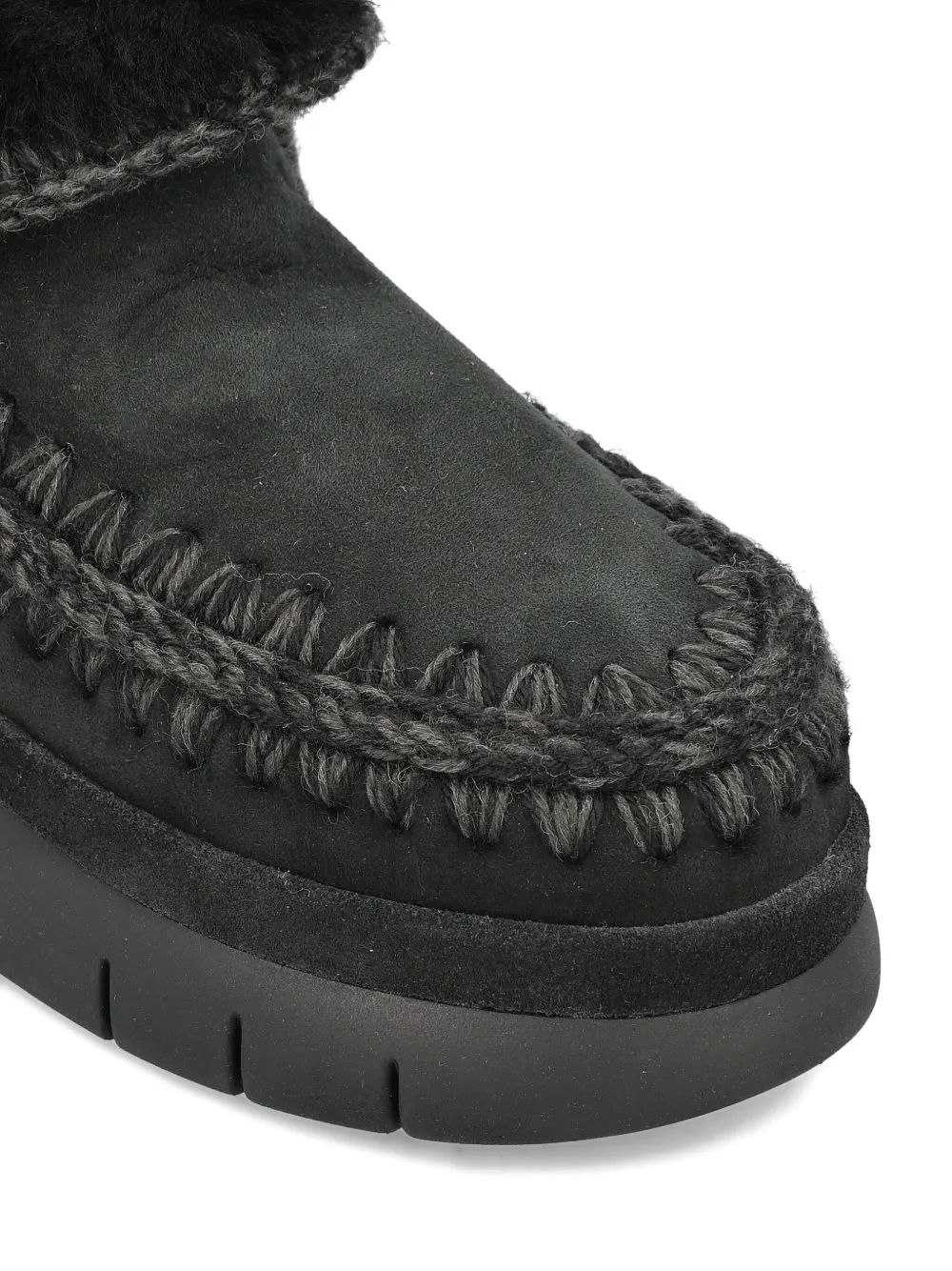 Mou Bounce braided-trim shearling ankle boots Black