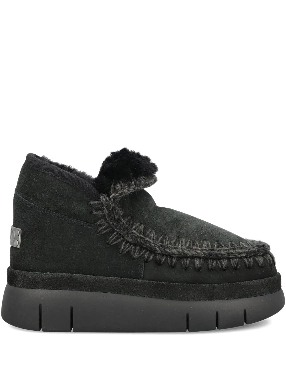 Mou Bounce braided-trim shearling ankle boots Black