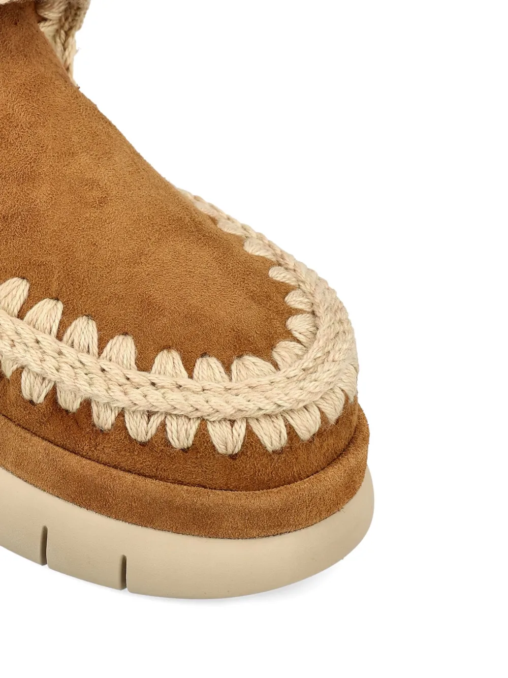 Mou Bounce Braided-trim Suede Ankle Boots In Brown