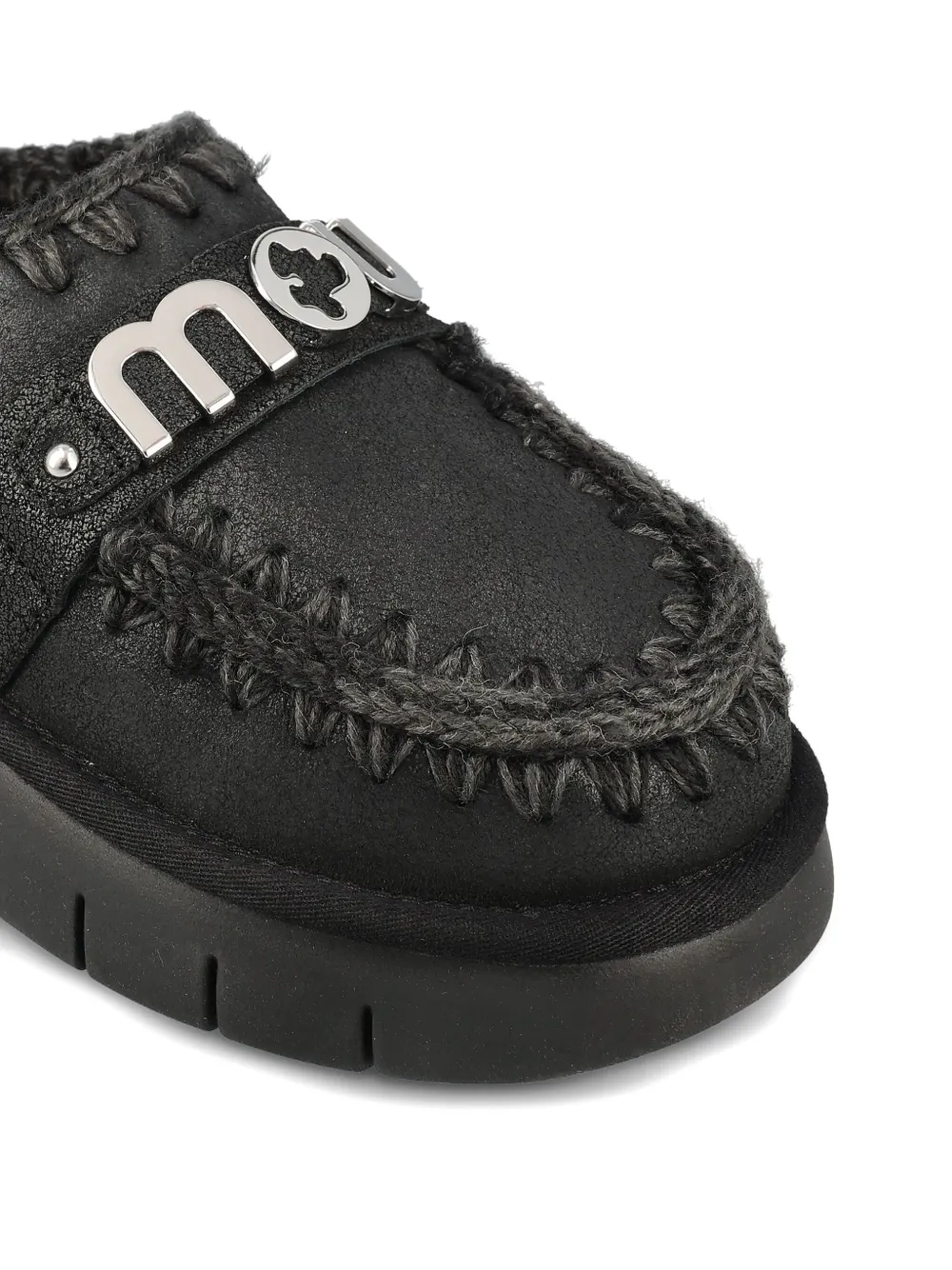 Mou Bounce sandalen met logoplakkaat en gevlochten afwerking Zwart