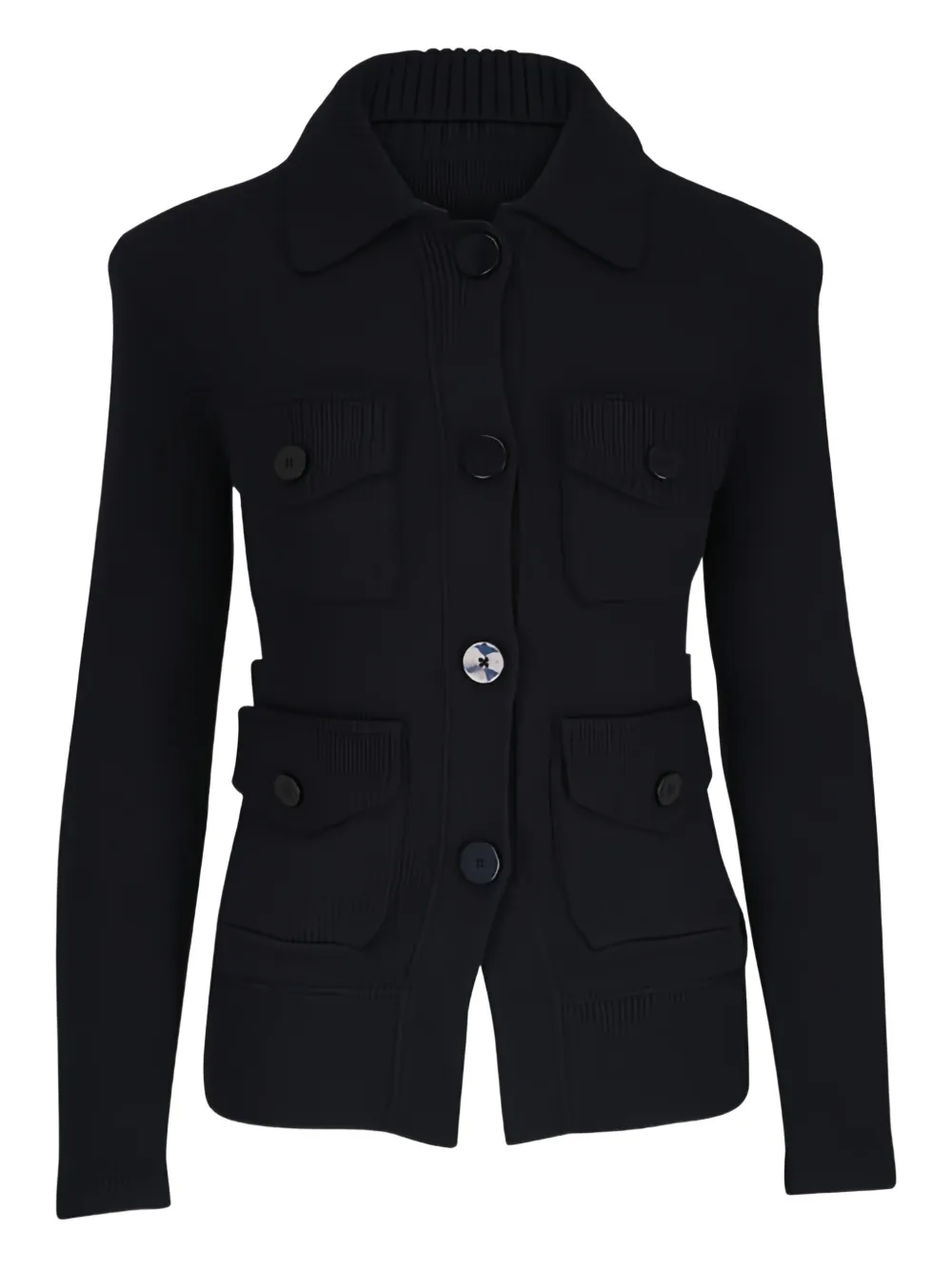 Dorothee Schumacher flap-pocket collared jacket - Nero