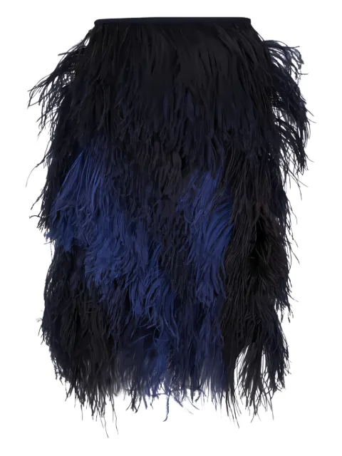 Akris falda midi con aplique de pluma