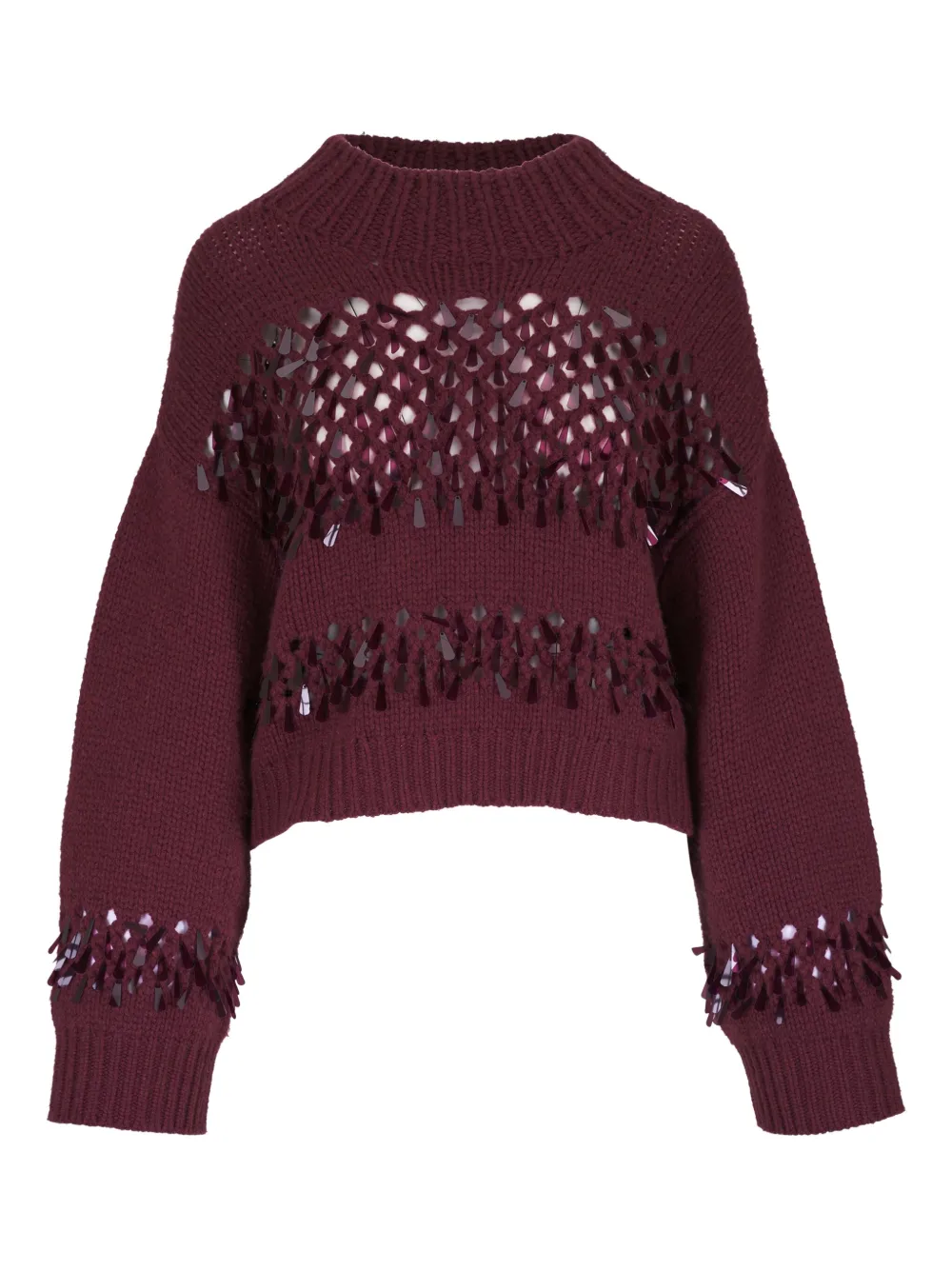 Brunello Cucinelli Open-knit Sweater In Burgundy