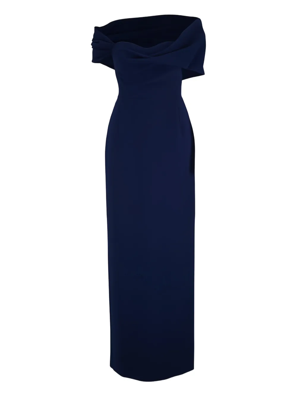 Carolina Herrera off-shoulder draped evening dress - Blau