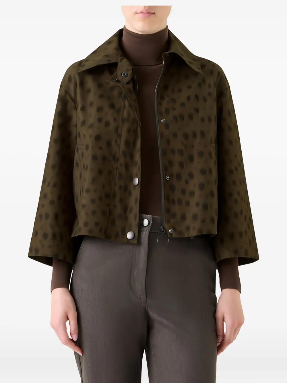 Akris Punto leopard-print jacket | Green | Image 1