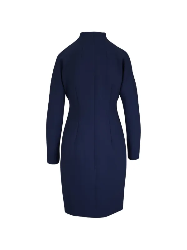 blue dress for baby girl Akris Double-Face Wool Crepe Sheath Dress