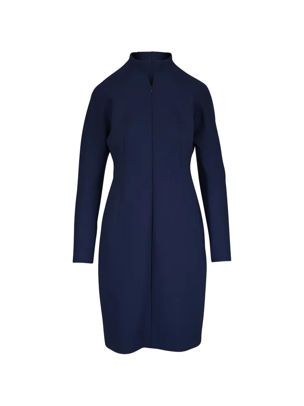 Akris mock-neck long-sleeve mini dress - Blue