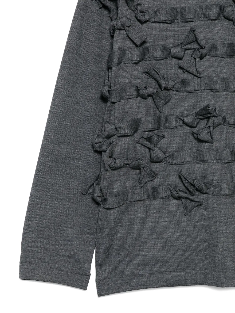 Comme Des Garçons Long Sleeve Ribbed Top With Knot Detail In Gray