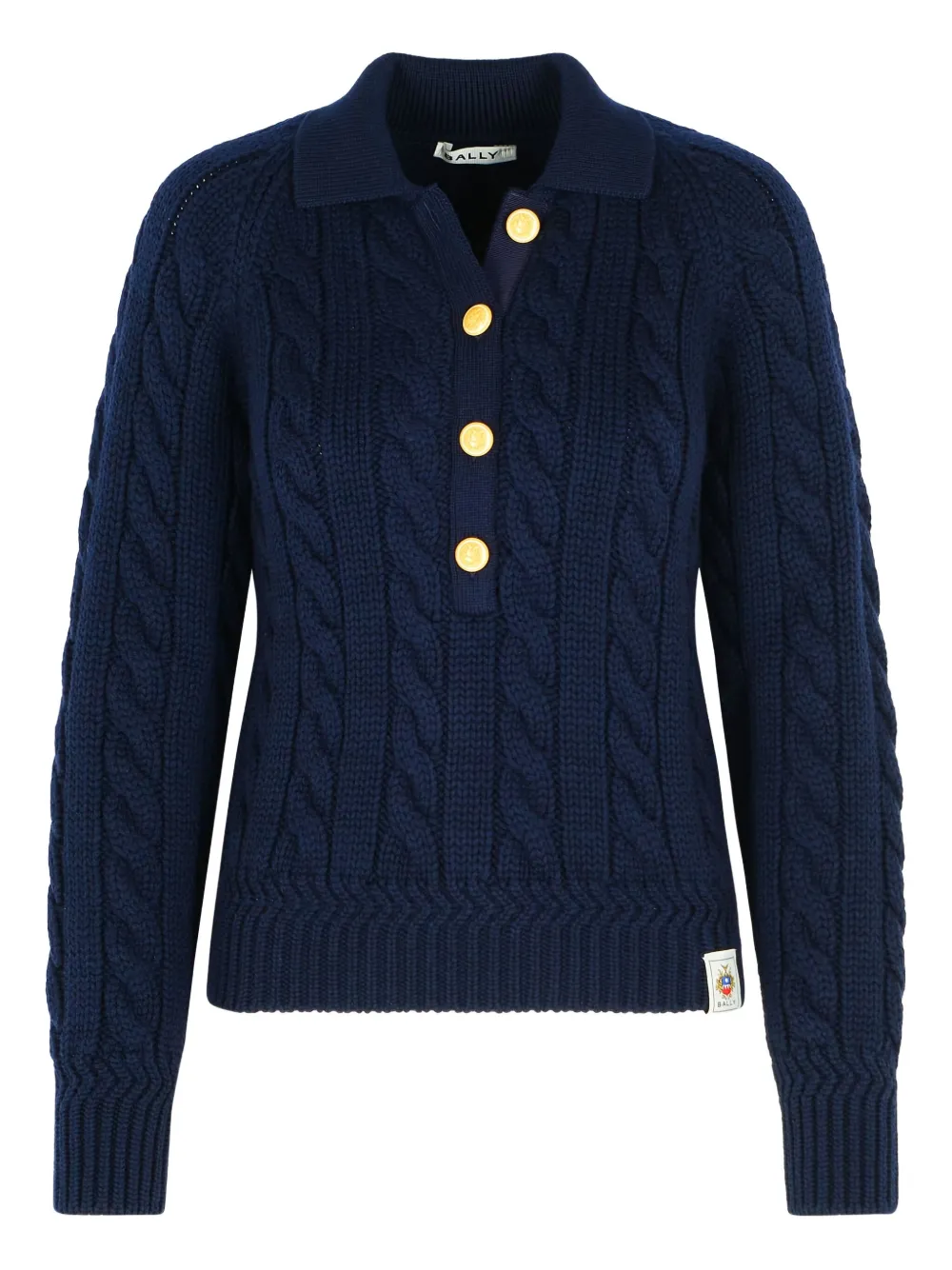 Bally cable-knit ribbed-collar sweater | Blue | Image 1