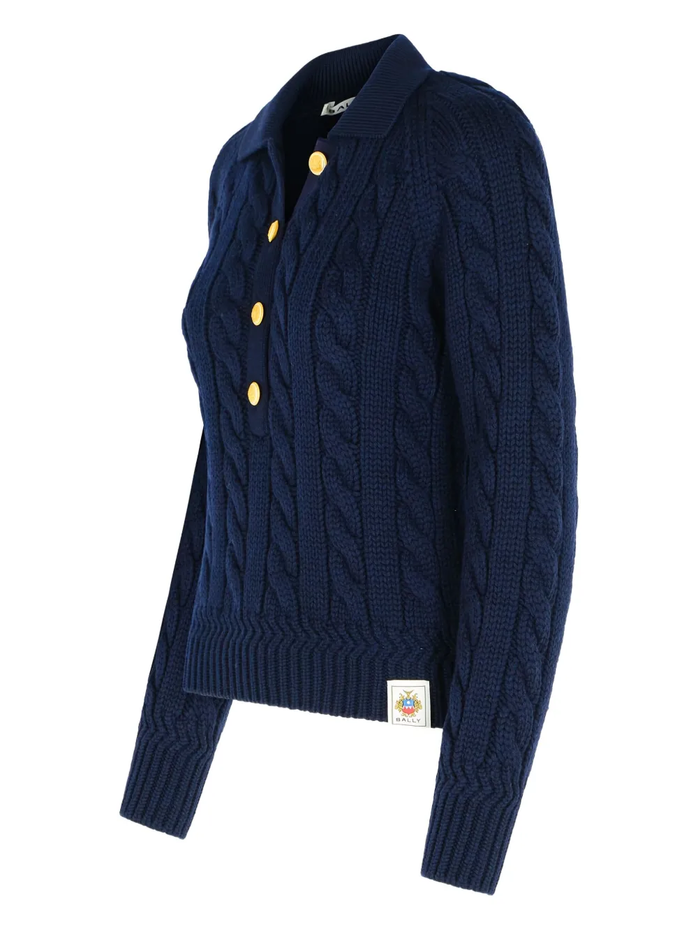 Bally Kabelgebreide trui met geribbelde kraag Blauw