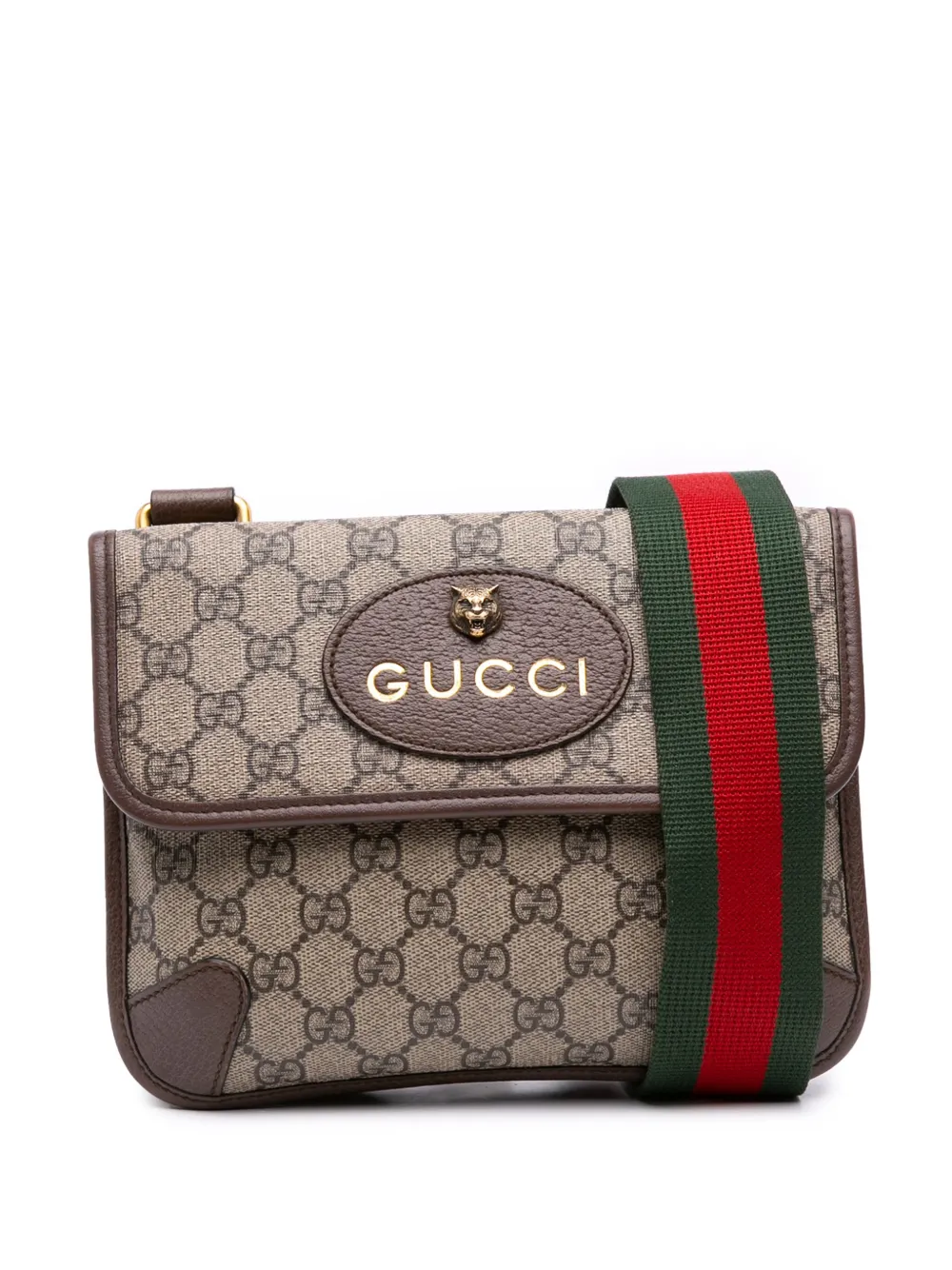 Gucci Pre-Owned 2016-2025 Small GG Supreme Web Neo Vintage Double Flap Messenger Bag crossbody bag | Brown | Image 1