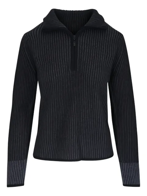 Kinross Cashmere ribbed quarter-zip polo top