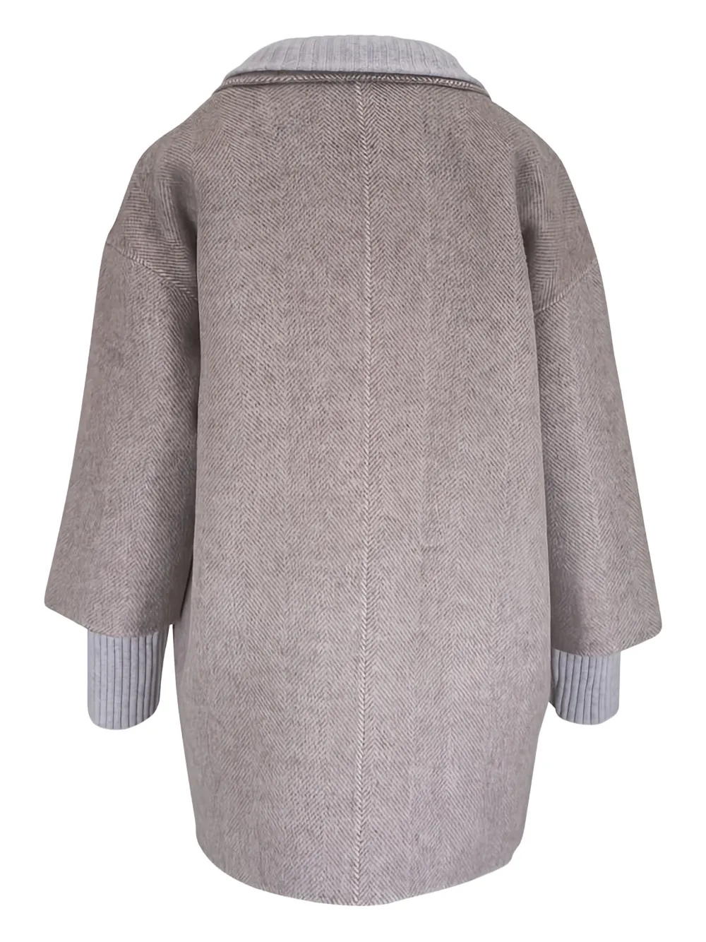 Kinross Cashmere Jas met visgraatpatroon - Beige