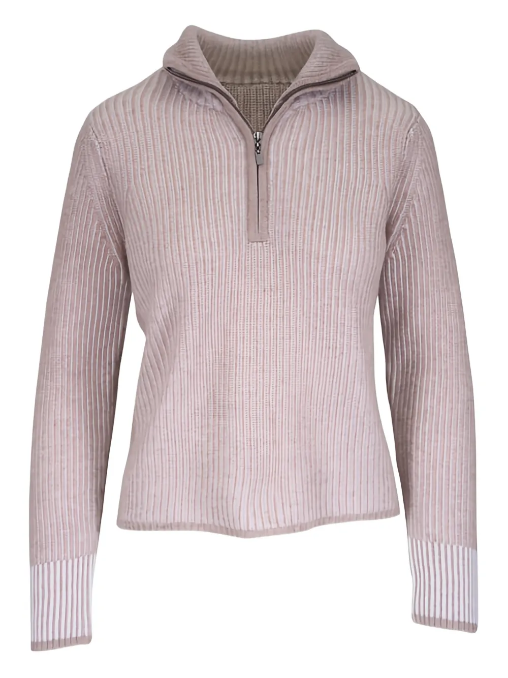 Kinross Cashmere ribbed quarter-zip polo top - Toni neutri