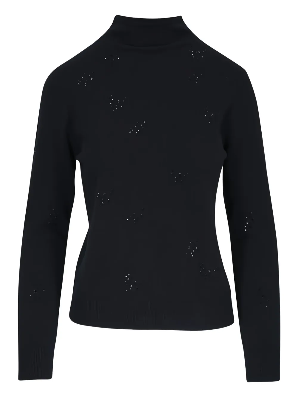 Kinross Cashmere eyelet high-neck top - Schwarz