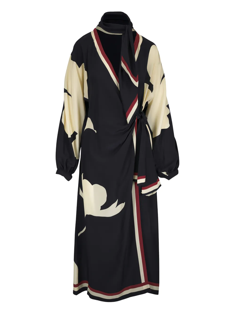 Johanna Ortiz floral print wrap midi dress – Black