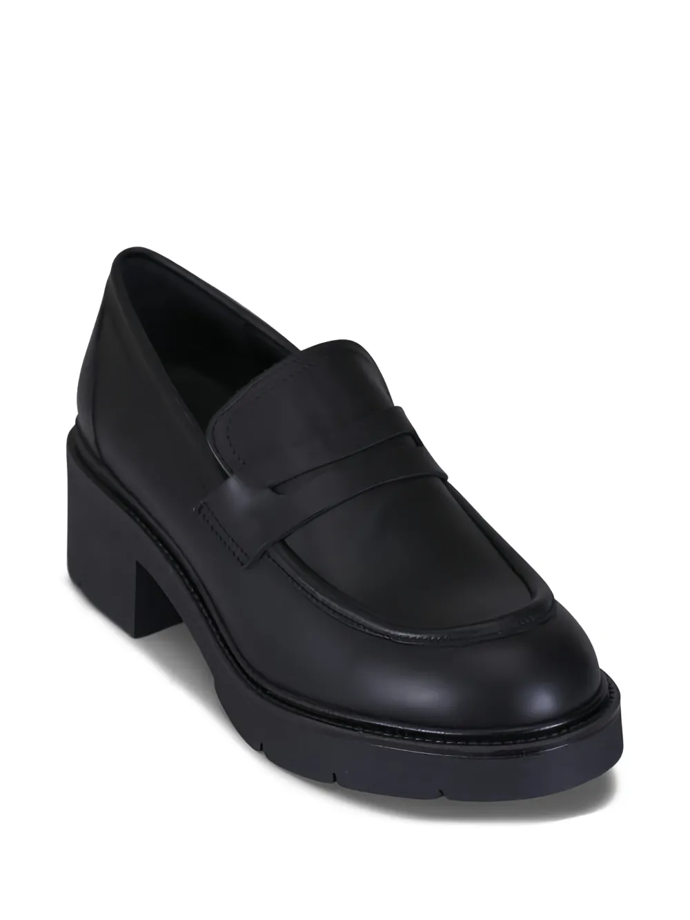 La Canadienne leather heeled loafer, 50mm - Zwart