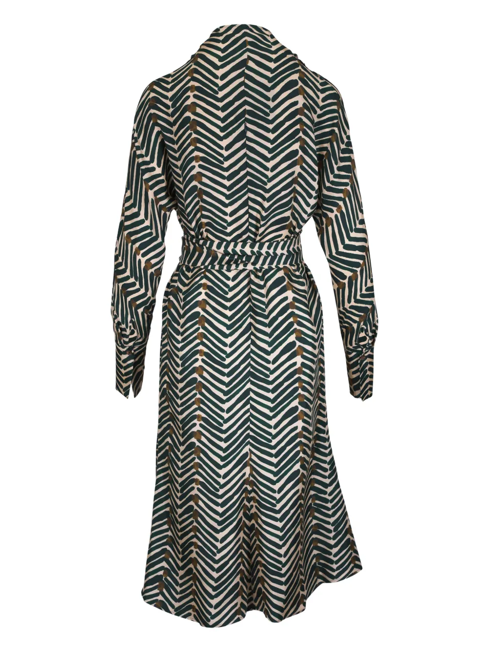 Kiton Midi-jurk met ceintuur en strik - Groen