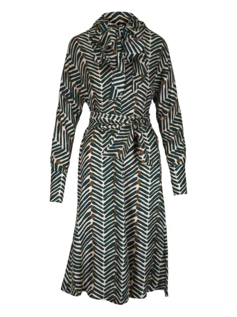 Kiton tie-neck belted midi dress