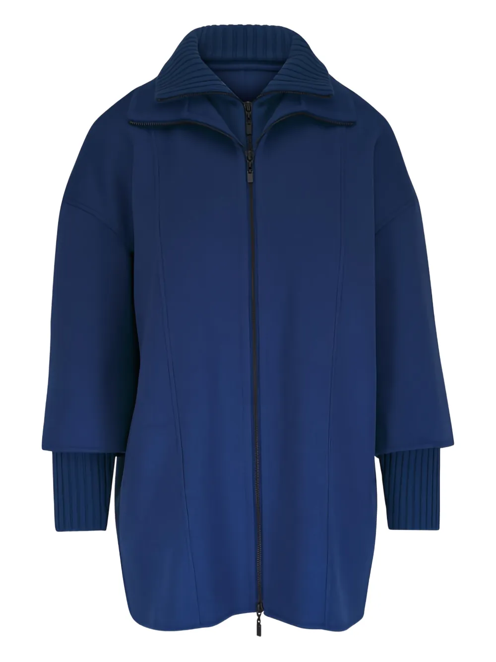 Kinross Cashmere Sapphire ribbed zip coat - Blu