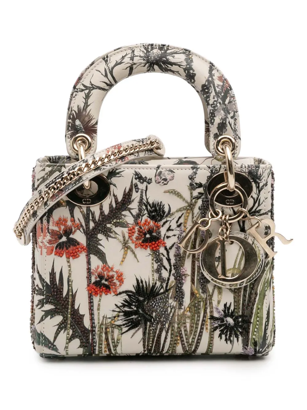 Christian Dior Pre-Owned 2020 Mini Calfskin Beaded Embroidered Jardin Christian Dior Pre-Owned 2020 Mini Calfskin Beaded Embroidered Jardin