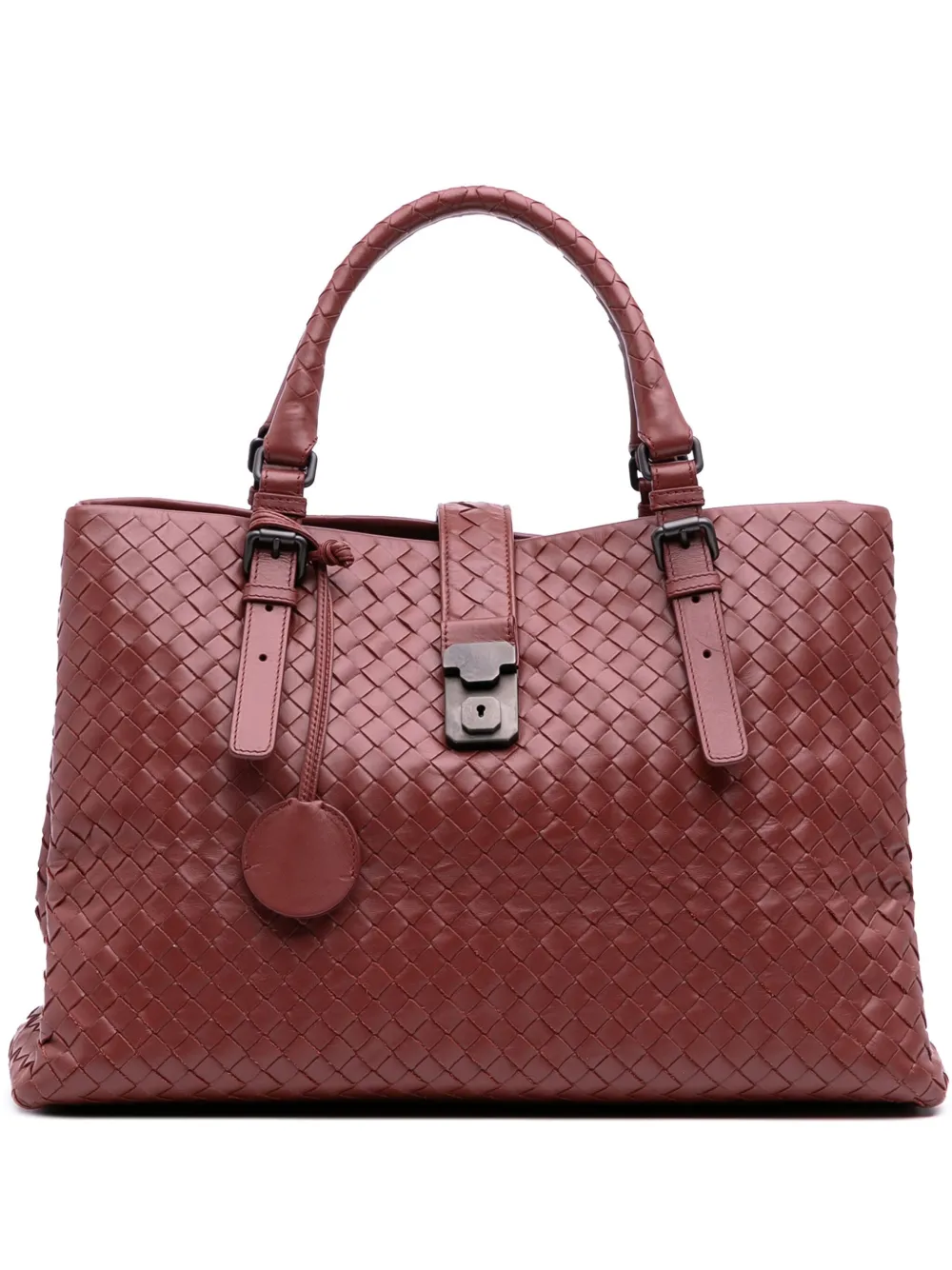 Bottega Veneta Pre-Owned 2012-2025 ミディアム ナッパ イントレチャート ローマ トートバッグ - レッド Bottega Veneta Pre-Owned 2012-2025 ミディアム ナッパ イントレチャート ローマ トートバッグ - レッド