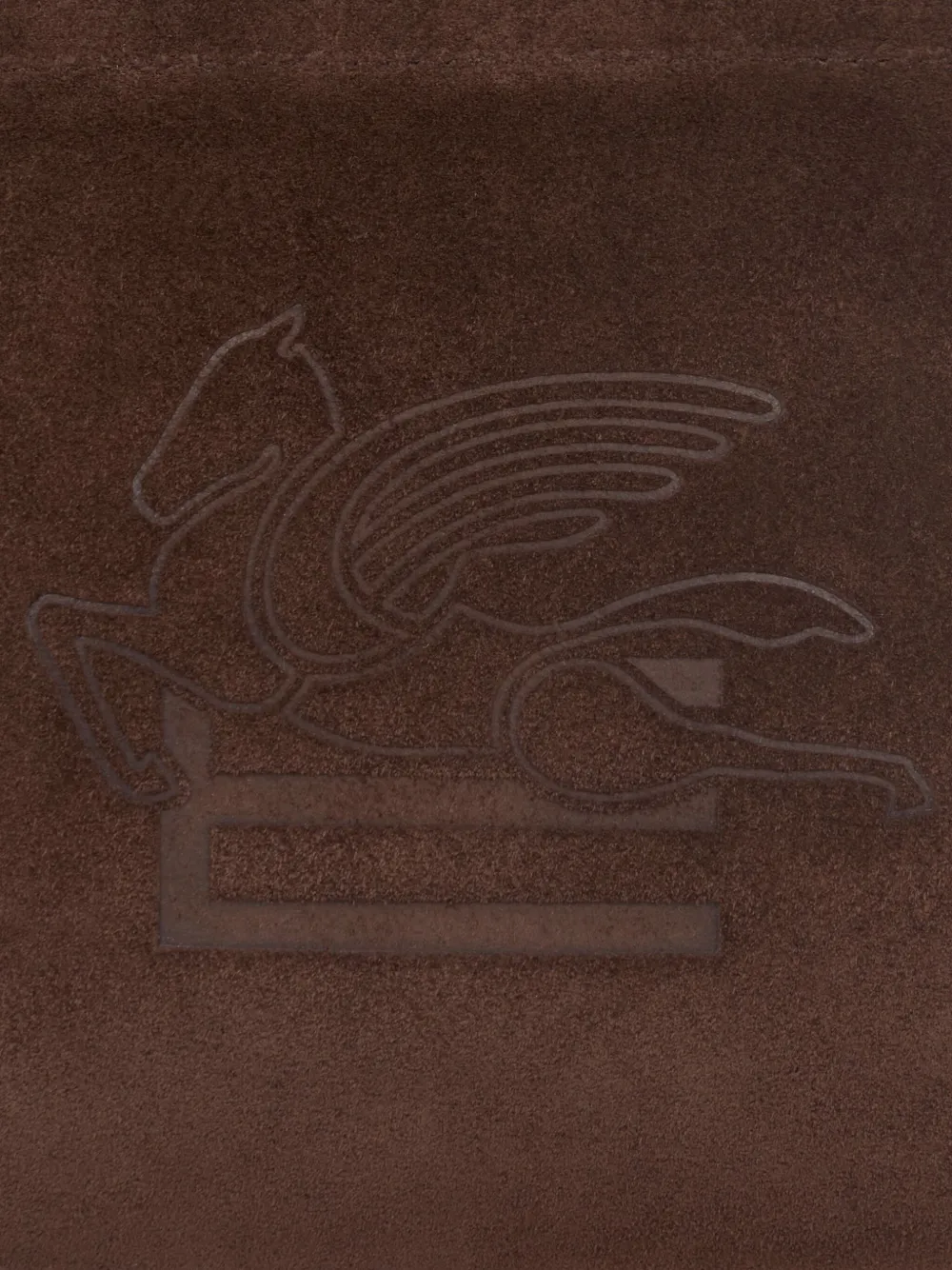 Etro Small Logo-embossed Suede Shoulder Bag In Brown