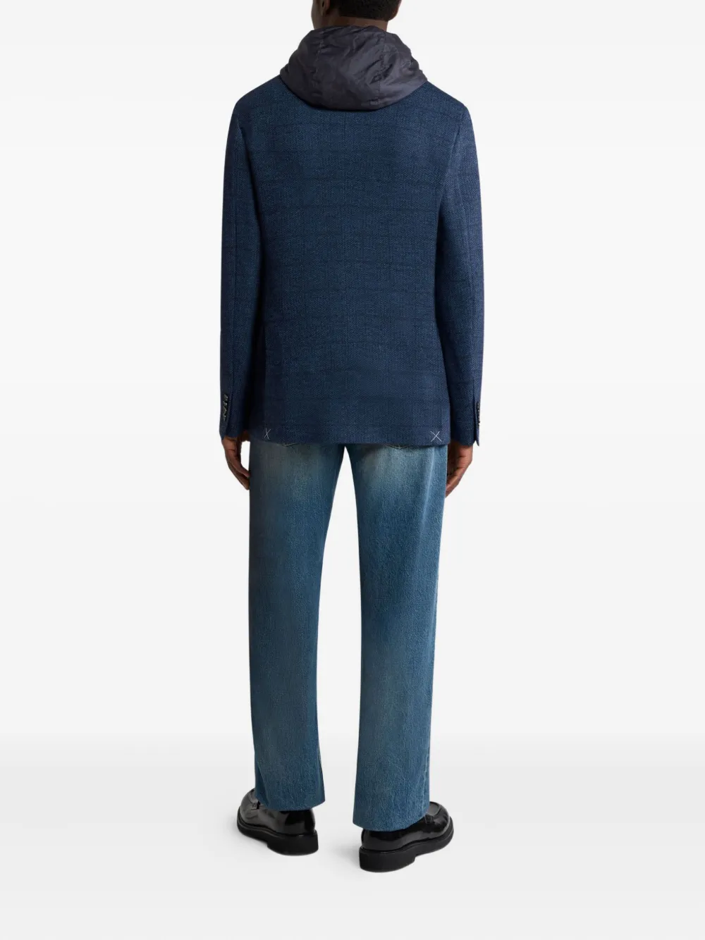 ETRO Jack met afneembare capuchon en visgraatpatroon Blauw