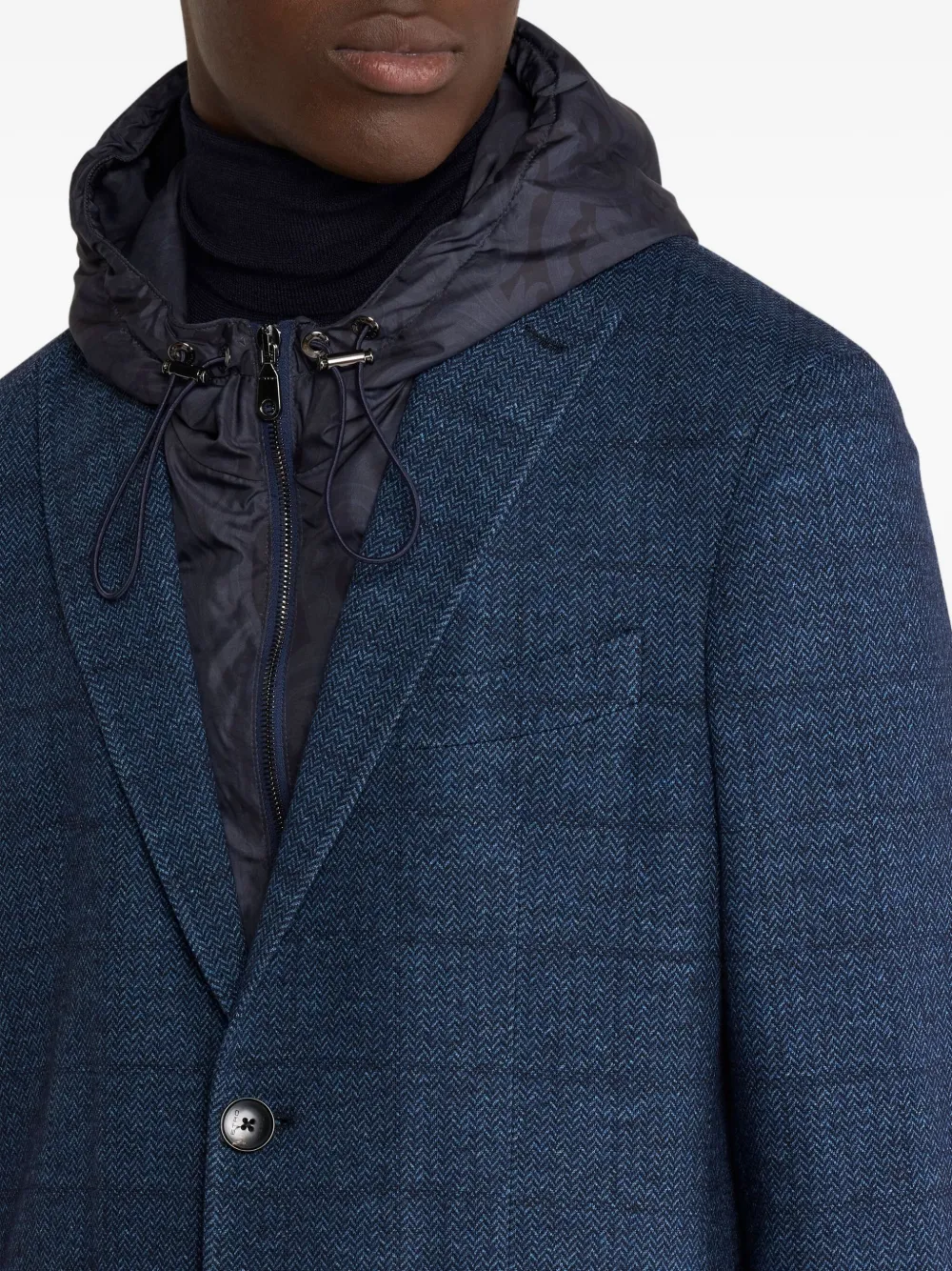 ETRO Jack met afneembare capuchon en visgraatpatroon Blauw