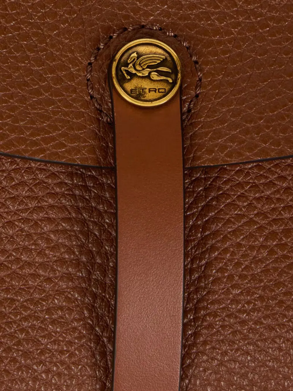ETRO Pony leren schoudertas met gespsluiting Bruin