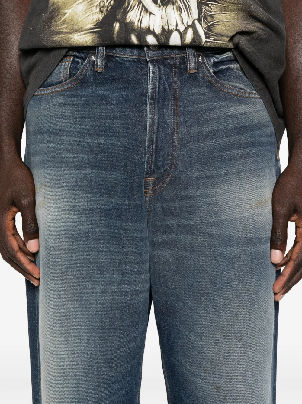Nine In The Morning Jeans met vervaagd effect Blauw