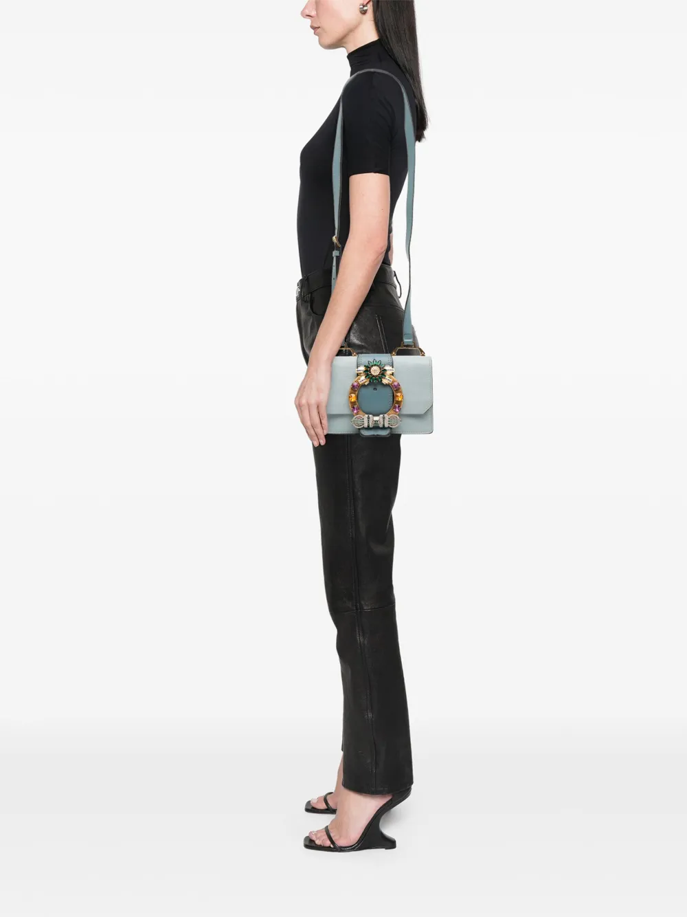 Miu Miu Pre-Owned 2010-2025 Goatskin Madras Soft Calf Crystal Embellished crossbody bag | Pre-Owned | Image 2