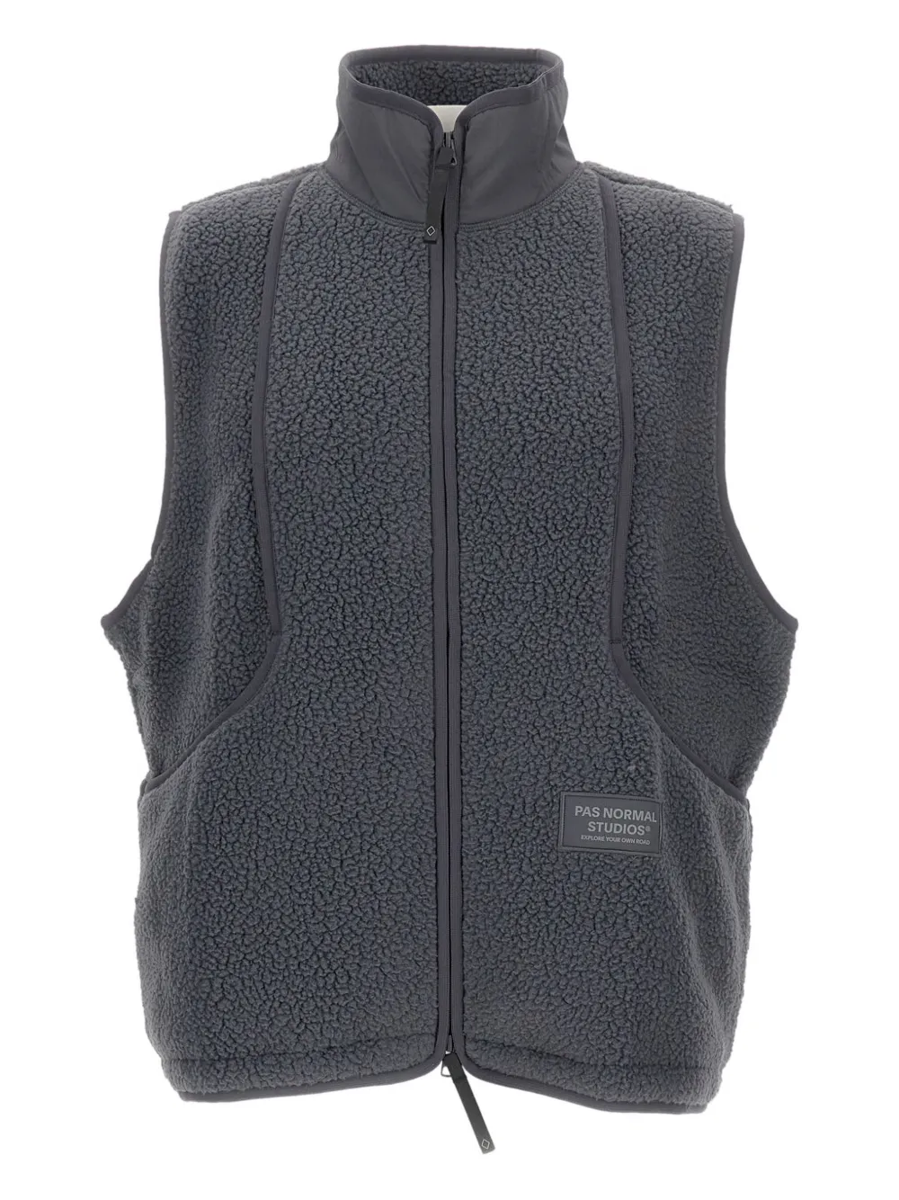 Pas Normal Studios fleece zip-up gilet | Grey | Image 1