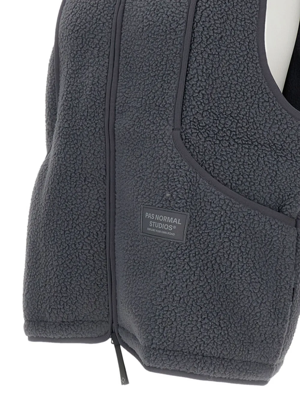 Pas Normal Studios Fleece Zip-up Gilet In Gray