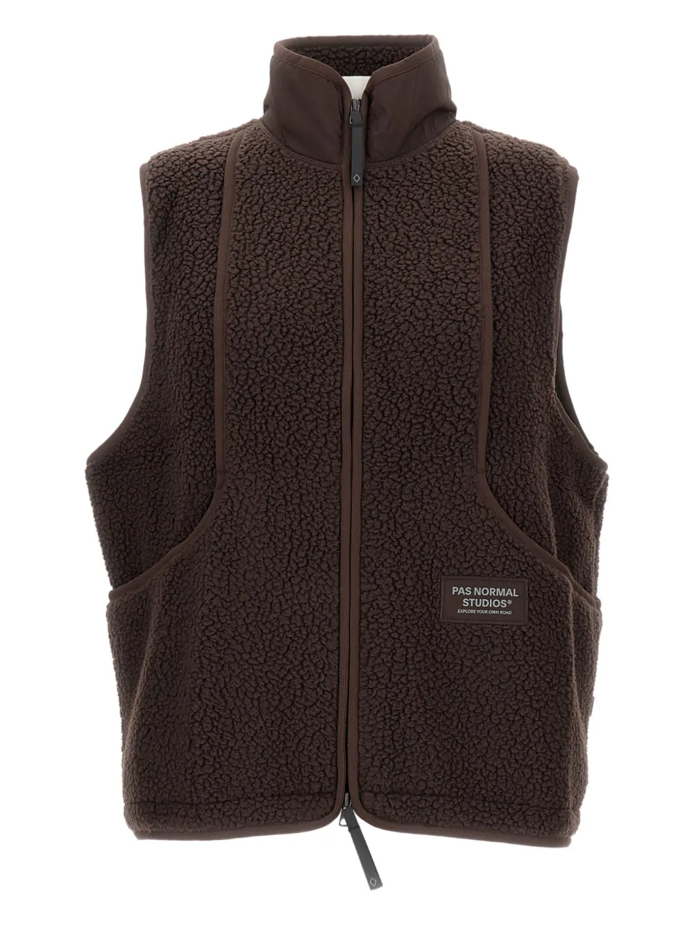 Pas Normal Studios fleece zip-up vest | Brown | Image 1