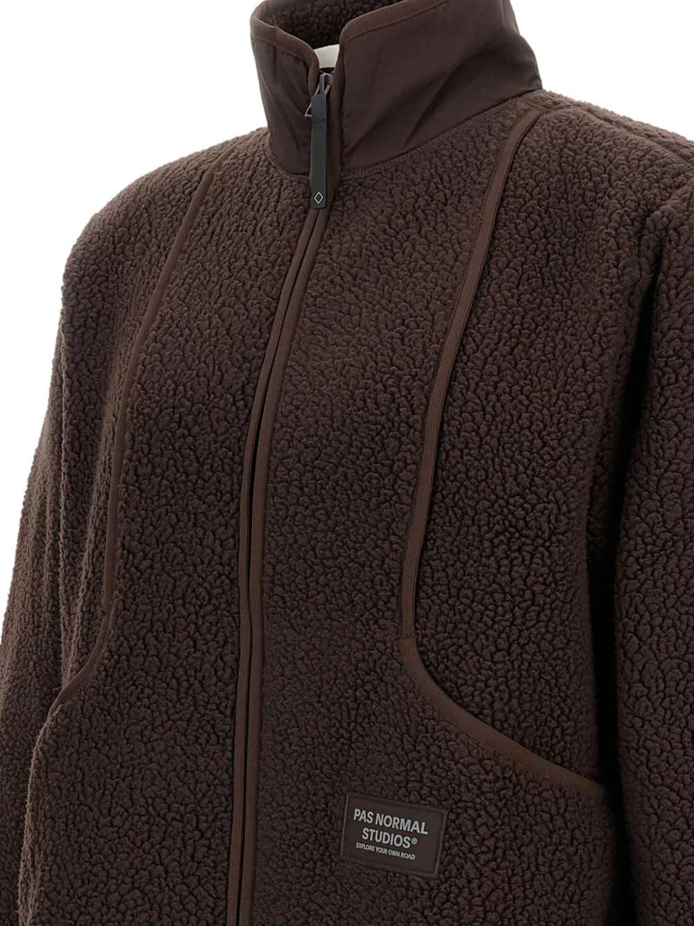 Pas Normal Studios Panelled Fleece Jacket In Brown