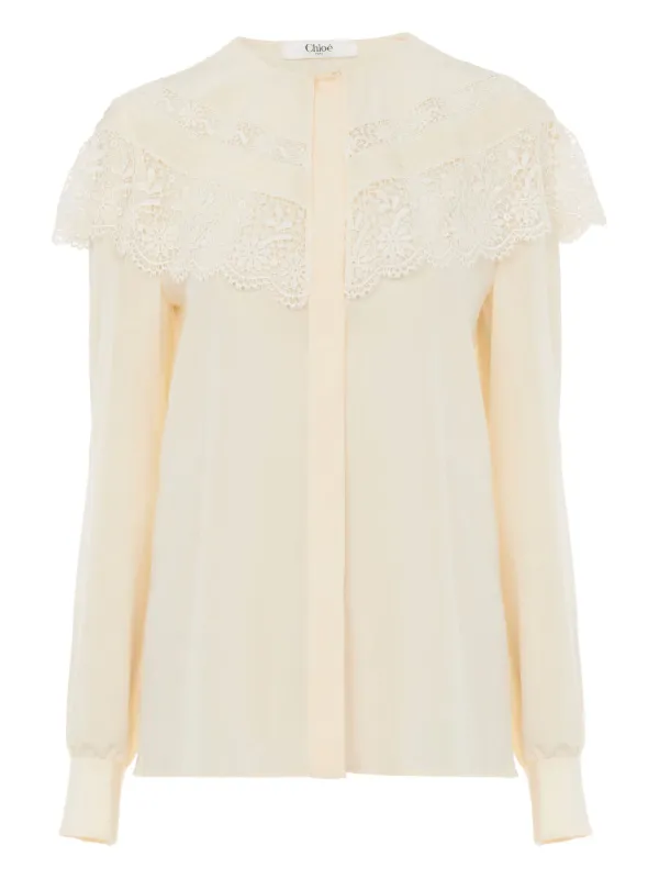 Chloé Lace-trimmed Blouse in White