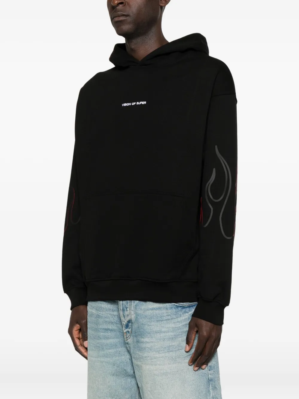 Vision Of Super Maglie Nero Sweatshirt With Flame Graphics In Black