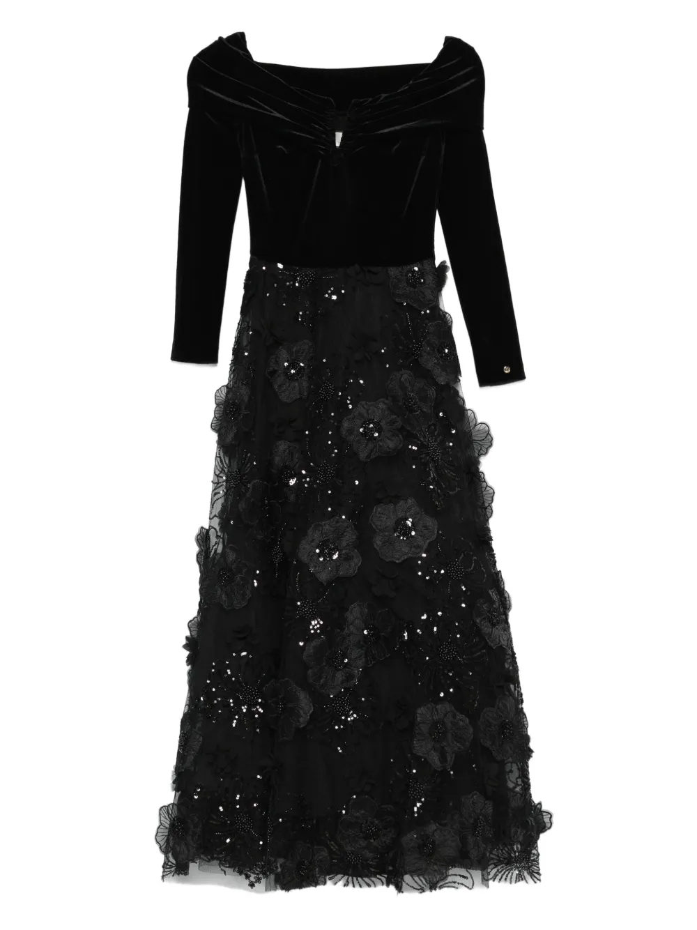 NISSA floral-appliqué dress | Black | Image 1
