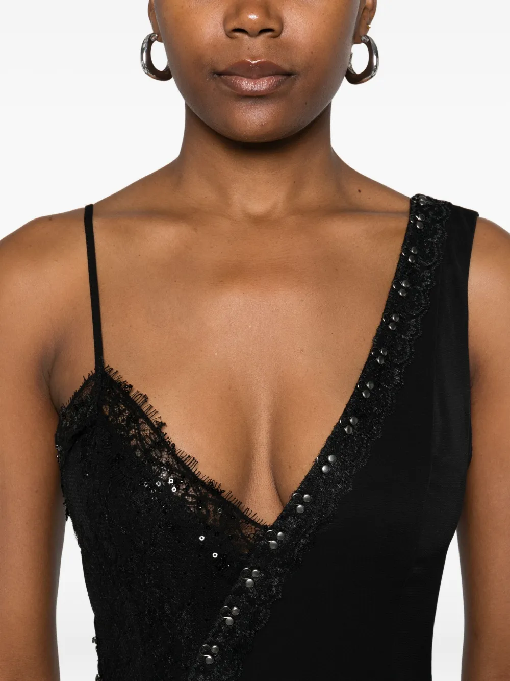 NISSA Asymmetrische jurk met kant Zwart