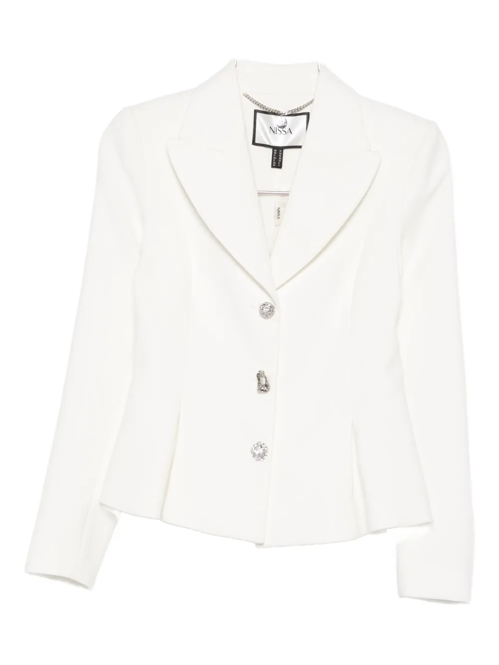 Nissa Crystal-embellished Single-breasted Blazer In White