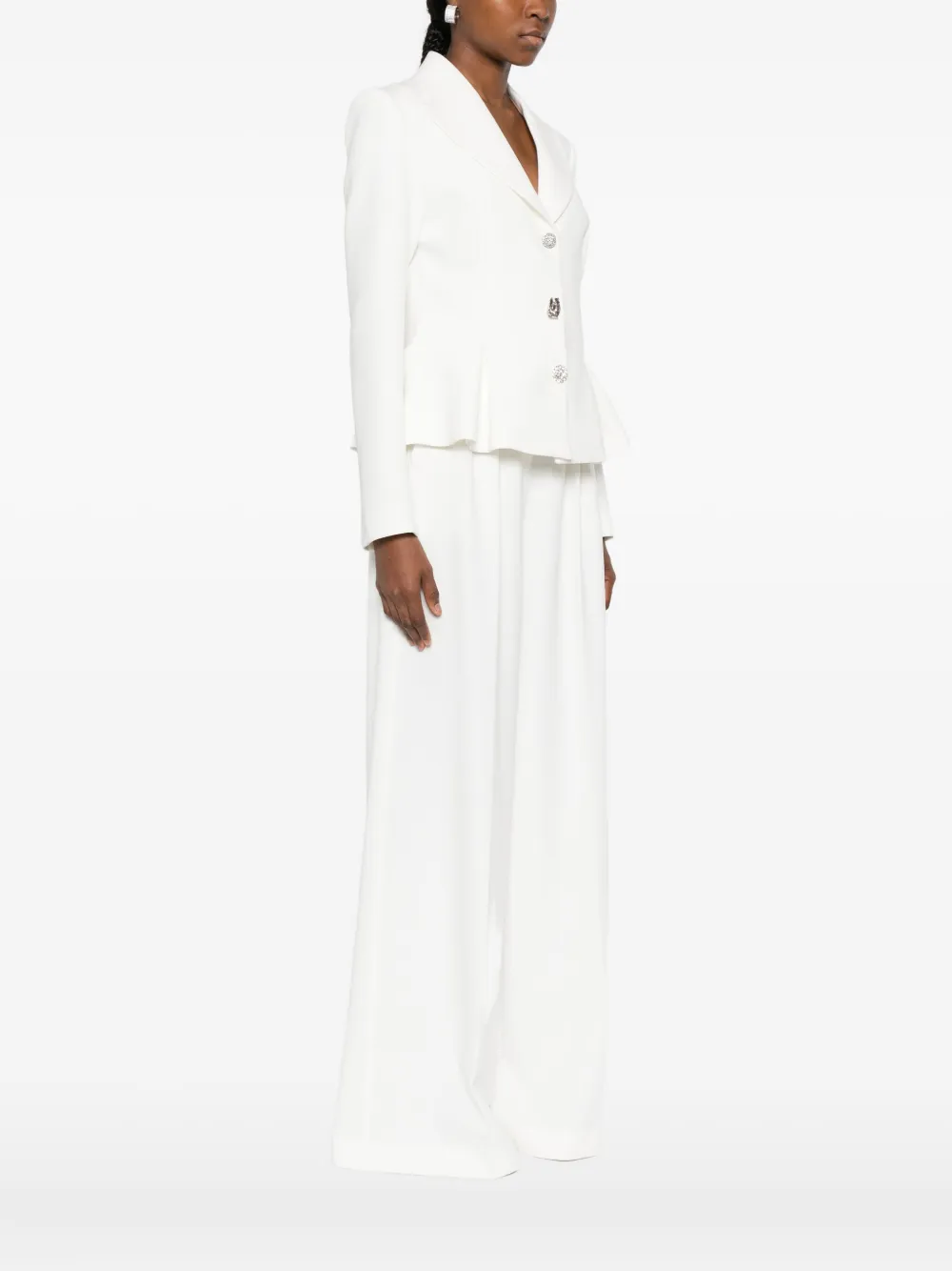 Nissa Crystal-embellished Single-breasted Blazer In White