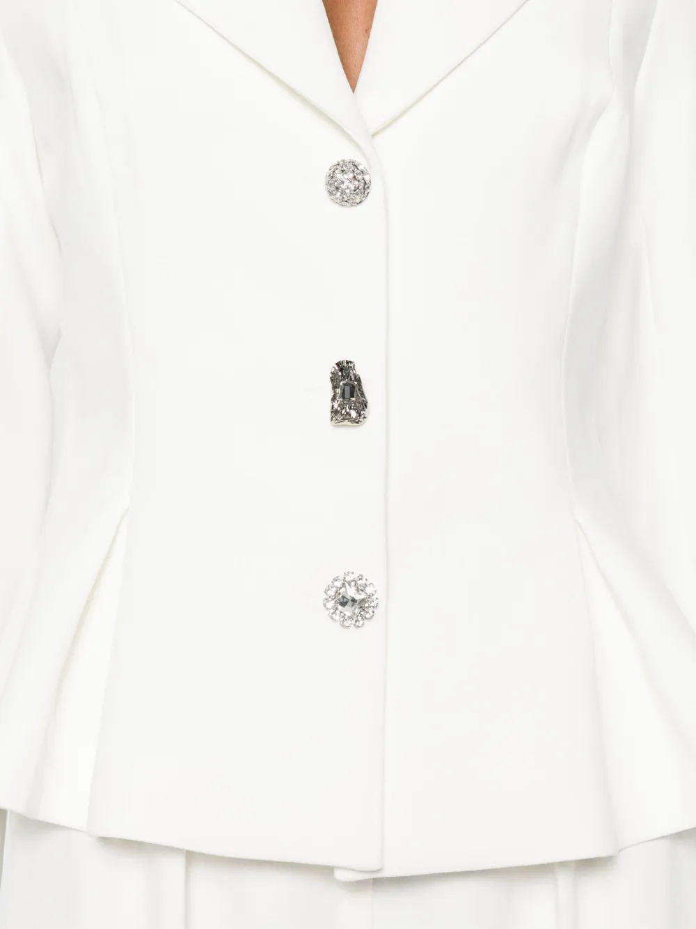 Nissa Crystal-embellished Single-breasted Blazer In White