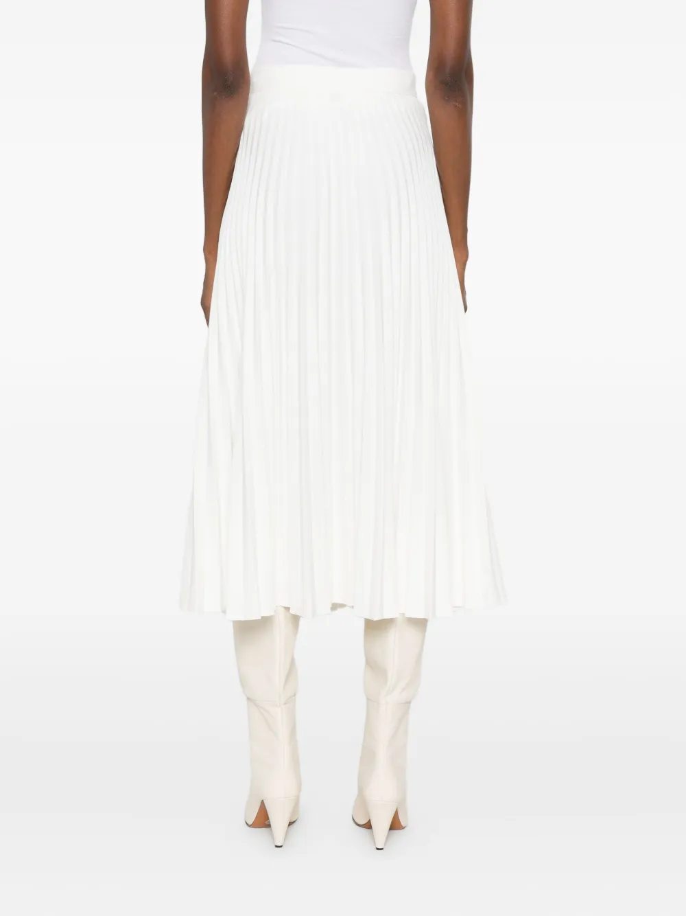 Nissa Buttoned Pleated Midi Skirt In White