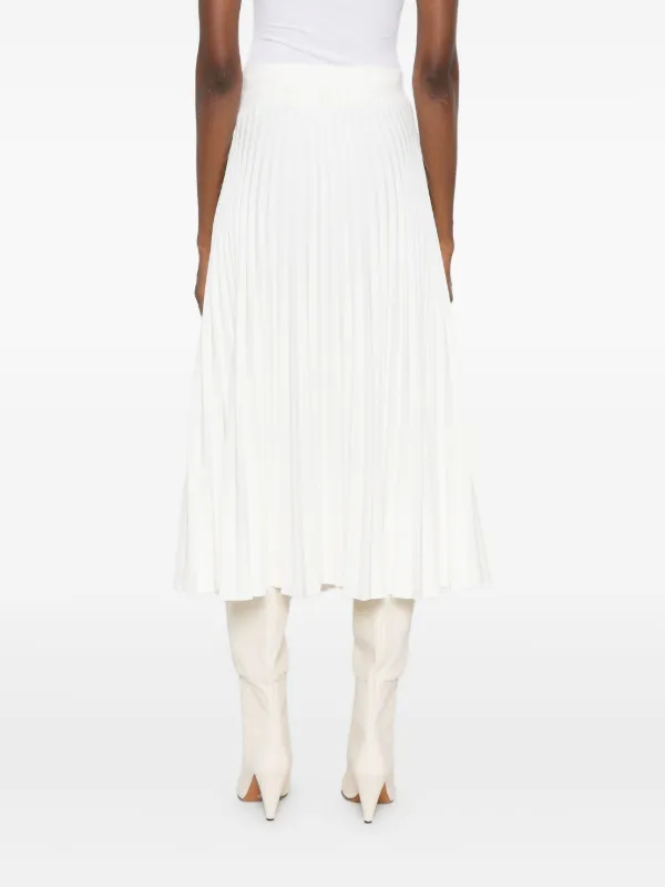 NISSA Buttoned Pleated Midi Skirt | White | FARFETCH