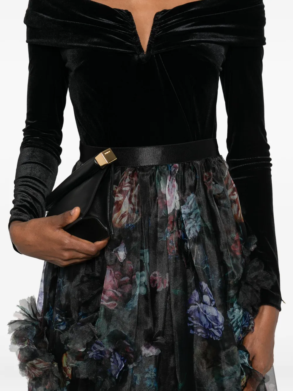Nissa Off-shoulder Ruffled Dress In Black