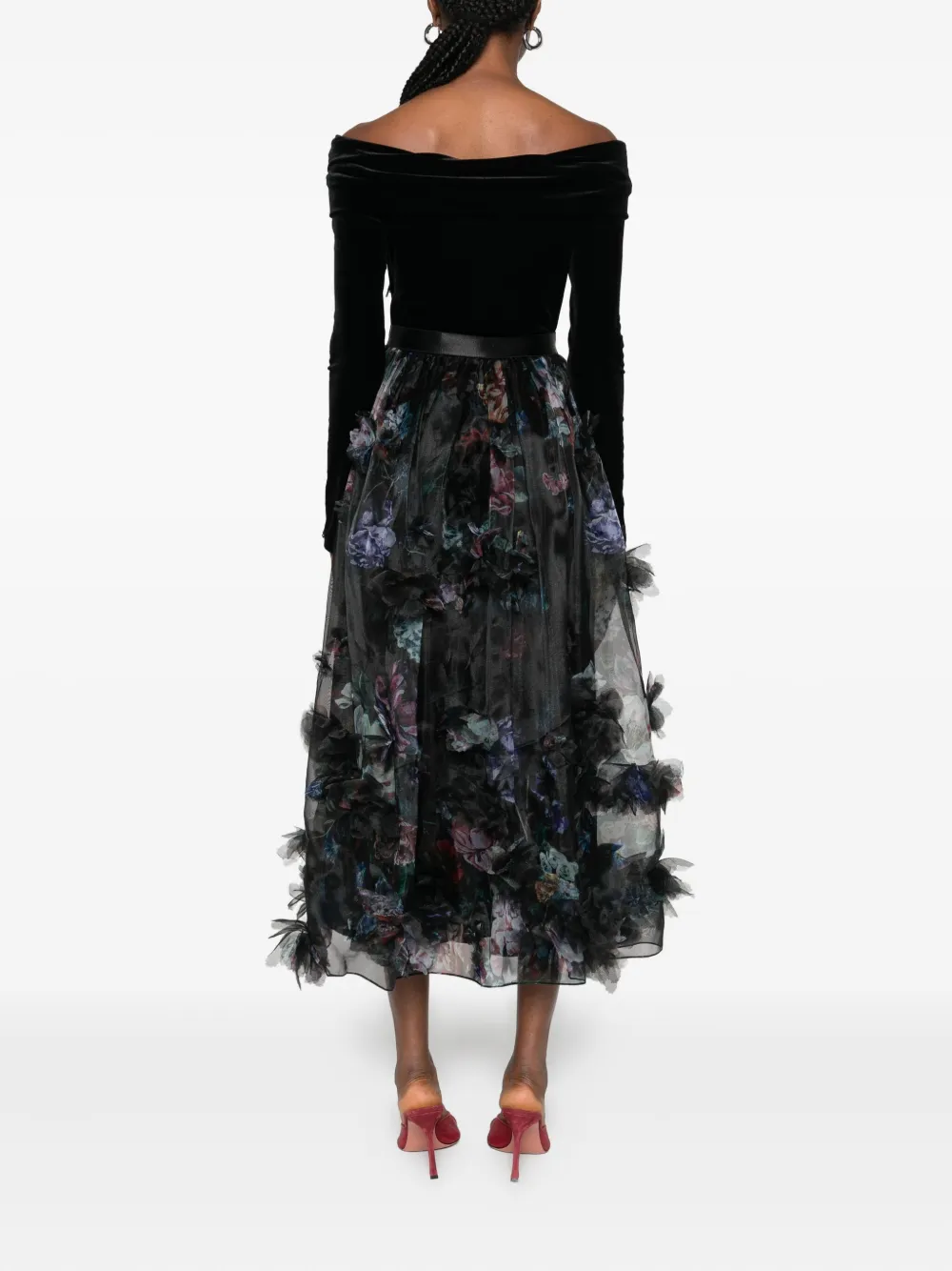 Nissa Off-shoulder Ruffled Dress In Black
