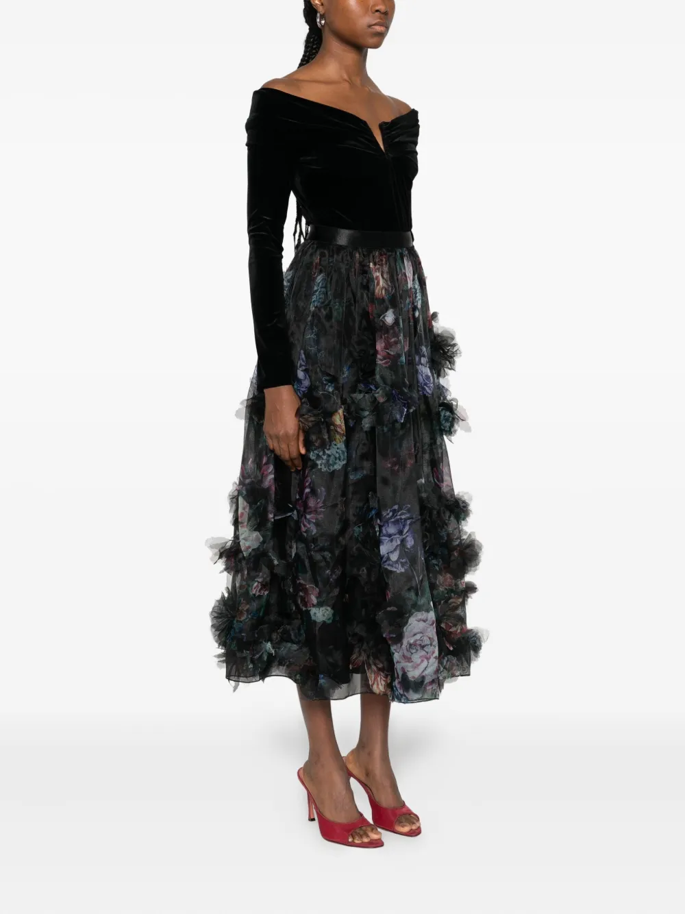 Nissa Off-shoulder Ruffled Dress In Black