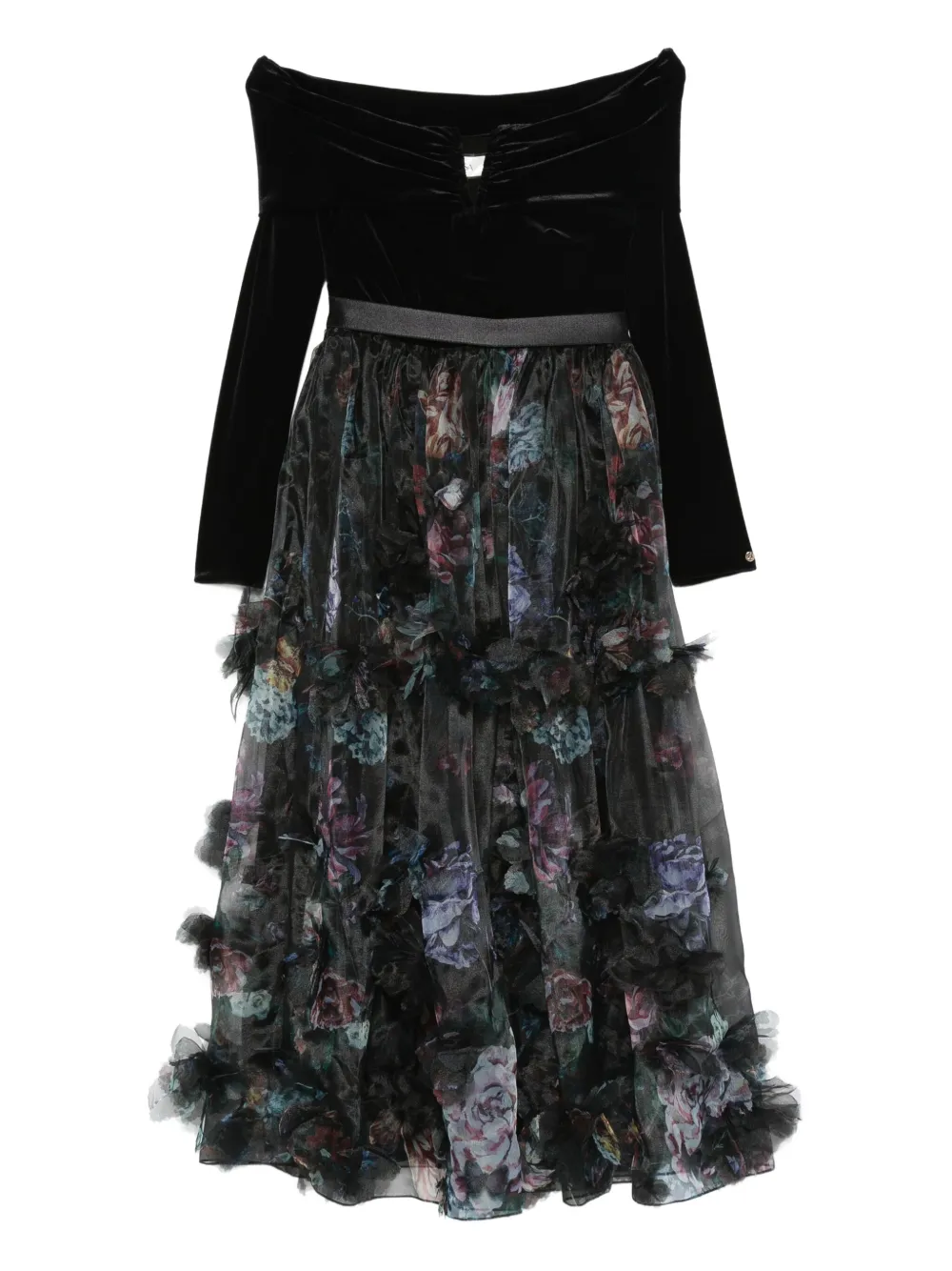 NISSA off-shoulder ruffled dress - ブラック NISSA off-shoulder ruffled dress - ブラック
