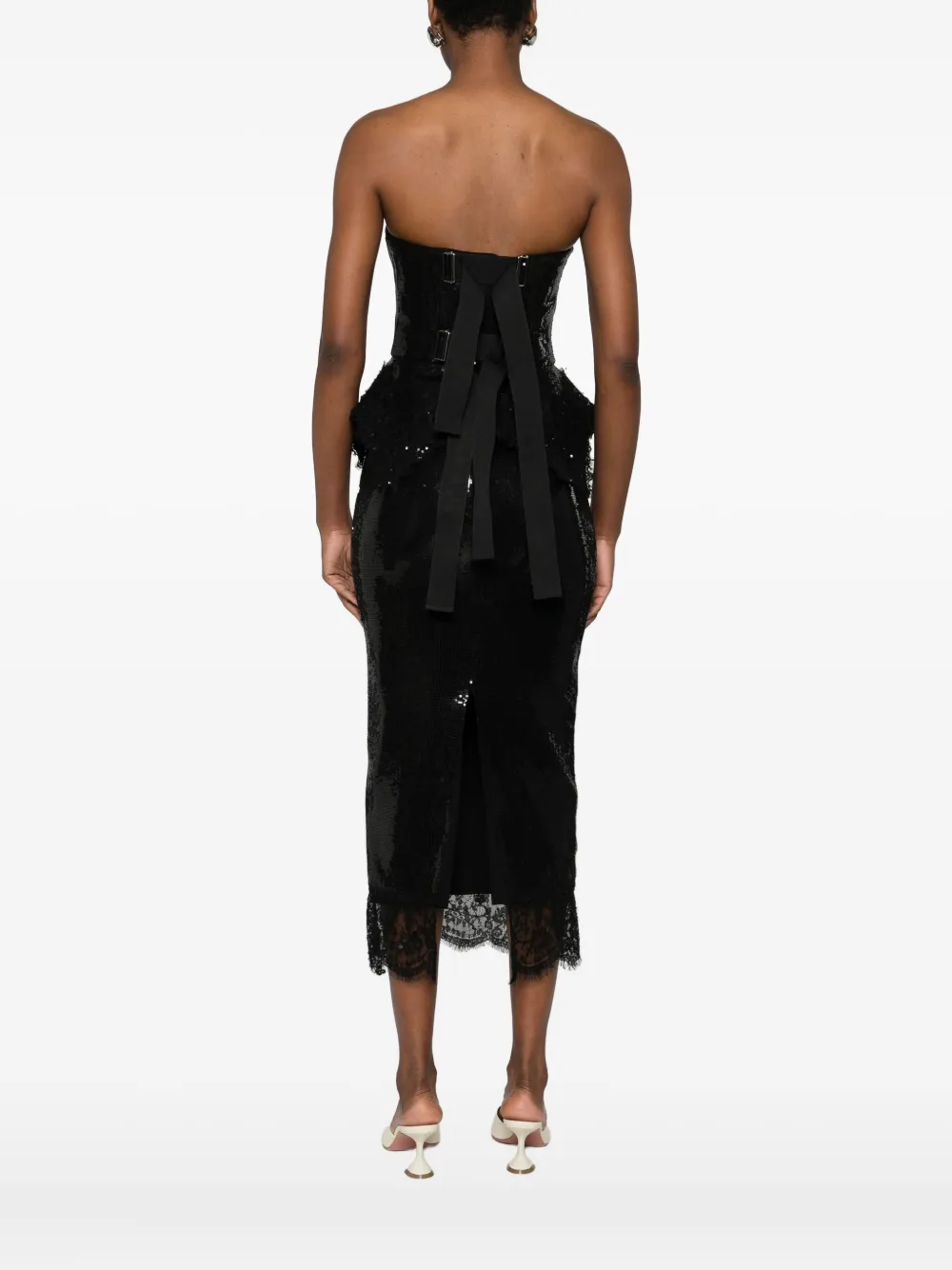 Nissa Sequin Peplum Top In Black